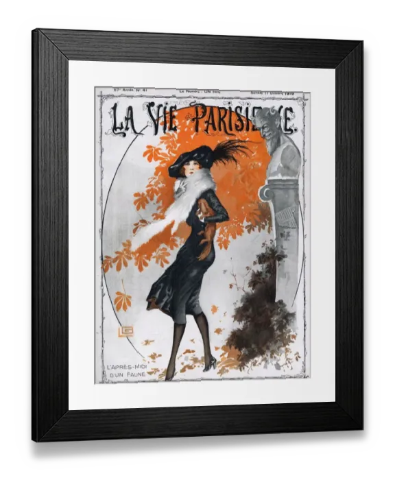 Framed Print : La Vie Parisienne 1919 1910s France Georges Leonnec magazines autumn leaves seasons