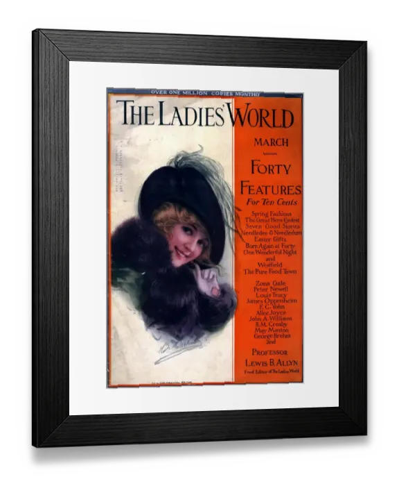 Framed Print : The Ladies World 1910s USA magazines womens portraits hats ladies Framed Print : The Ladies World 1910s USA magazines womens portraits hats ladies