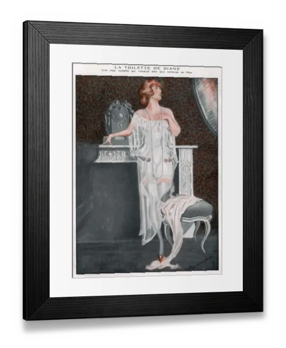 Framed Print : La Vie Parisienne 1920s France illustrations erotica dressing tables