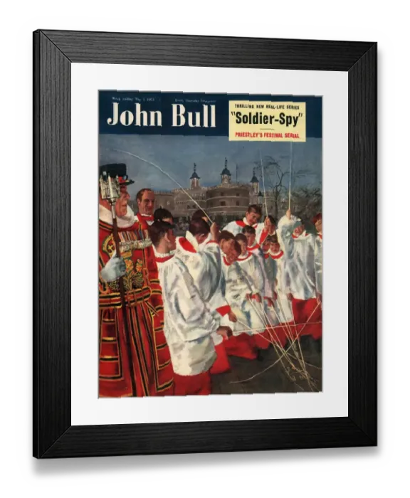 Framed Print : John Bull 1951 1950s UK choirboys beefeaters magazines Framed Print : John Bull 1951 1950s UK choirboys beefeaters magazines