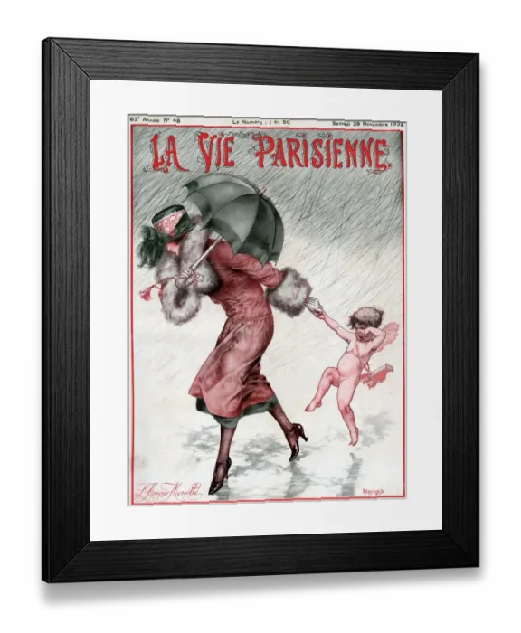 Framed Print : La Vie Parisienne 1924 1920s France illustrations raining winds windy cherubs cupids Framed Print : La Vie Parisienne 1924 1920s France illustrations raining winds windy cherubs cupids