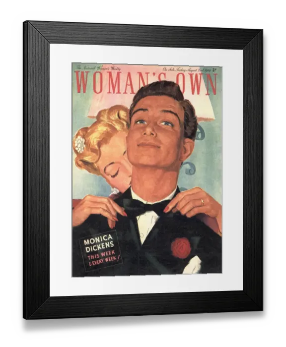 Framed Print : Womans Own 1942 1940s UK tuxedos dressing getting dressed magazines Framed Print : Womans Own 1942 1940s UK tuxedos dressing getting dressed magazines