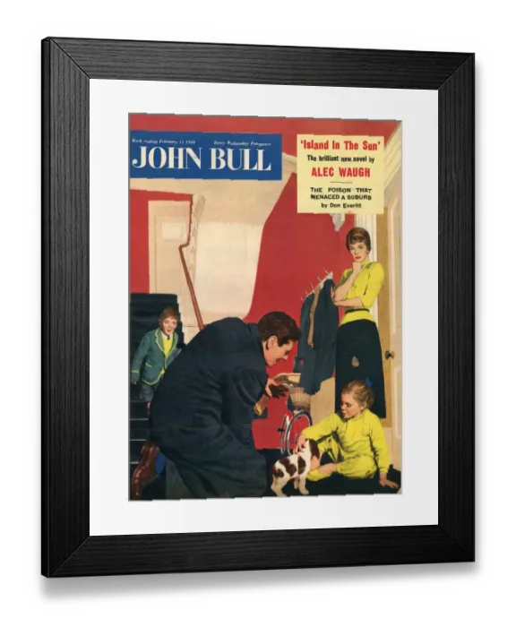 Framed Print : John Bull 1956 1950s UK puppies dogs mothers fathers pets magazines puppys family Framed Print : John Bull 1956 1950s UK puppies dogs mothers fathers pets magazines puppys family