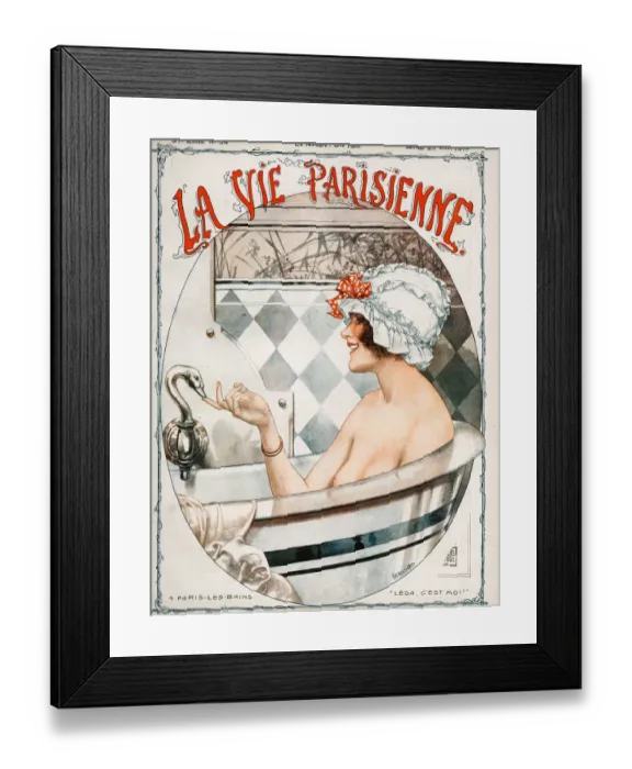 Framed Print : La Vie Parisienne 1919 1910s France Cheri Herouard magazines baths bathing hats