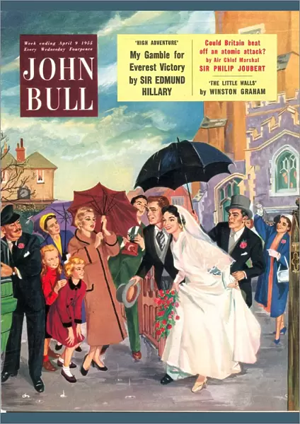 John Bull 1950s UK seasons love marriages weddings brides bridegrooms rain raining