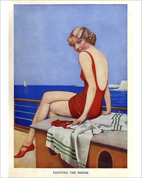Enjoying The Breeze 1950s UK mcitnt story illustrations womens swimming costumes
