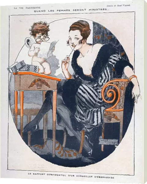 La Vie Parisienne 1920s France Rene Vincent woman writing secrets love letters cupids