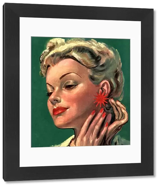 1946 1940s UK womens magazines portraits earrings