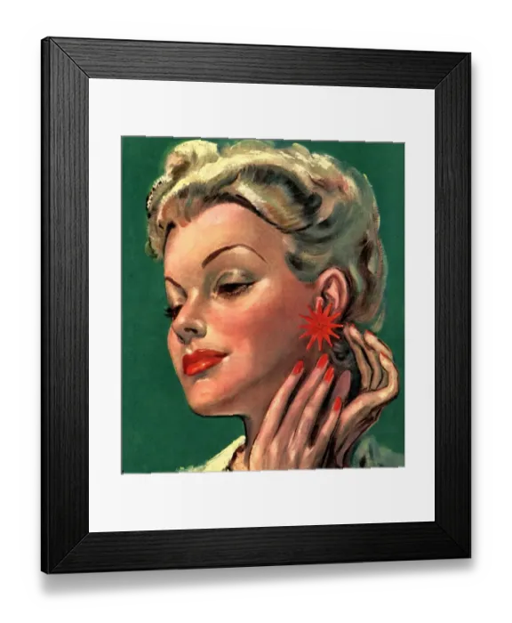 Framed Print : 1946 1940s UK womens magazines portraits earrings Framed Print : 1946 1940s UK womens magazines portraits earrings