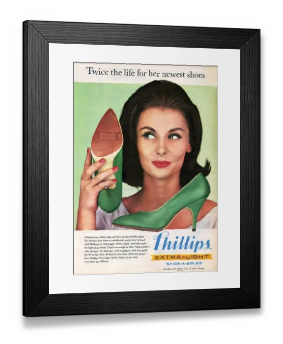 Framed Print : Phillips 1960 1960s UK womens shoes portraits Framed Print : Phillips 1960 1960s UK womens shoes portraits