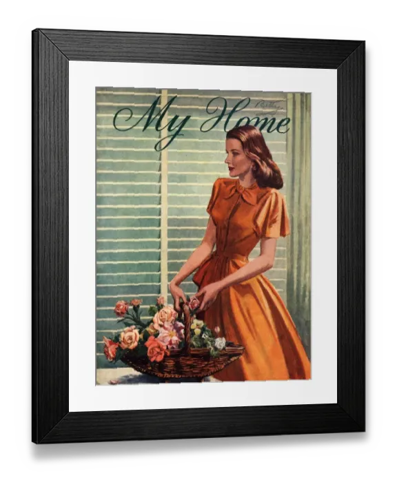 Framed Print : My Home 1940s UK womens flowers arranging magazines Framed Print : My Home 1940s UK womens flowers arranging magazines