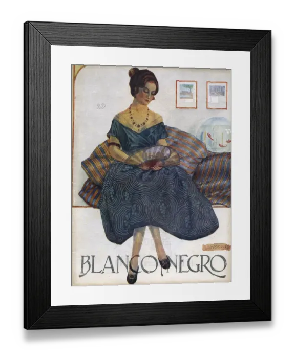 Framed Print : Blanco y Negro 1923 1920s Spain cc fans relaxing dresses womens Framed Print : Blanco y Negro 1923 1920s Spain cc fans relaxing dresses womens