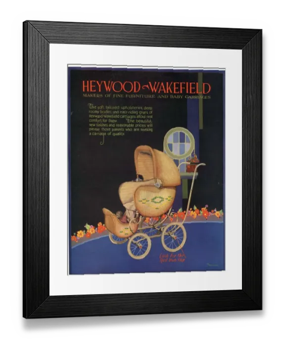 Framed Print : 1920s USA babies prams heywood-wakefield baby Framed Print : 1920s USA babies prams heywood-wakefield baby