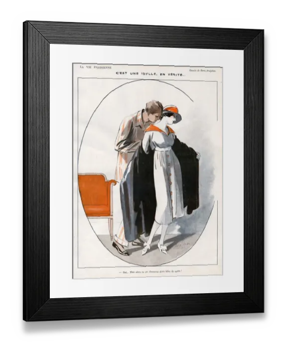 Framed Print : La Vie Parisienne 1919 1910s France R Prejelan illustrations kissing undressing kisses Framed Print : La Vie Parisienne 1919 1910s France R Prejelan illustrations kissing undressing kisses