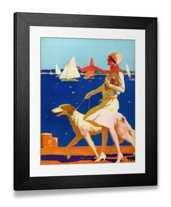 Framed Print : National Motorist 1929 1920s USA walking dogs Framed Print : National Motorist 1929 1920s USA walking dogs