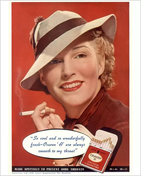 Craven A 1936 1930s USA womens hats cigarettes smoking clothing clothes