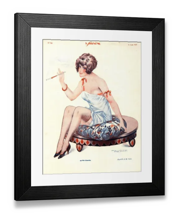 Framed Print : Le Sourire 1920s France glamour womens underwear cigarette-holders smoking cigarettes Framed Print : Le Sourire 1920s France glamour womens underwear cigarette-holders smoking cigarettes