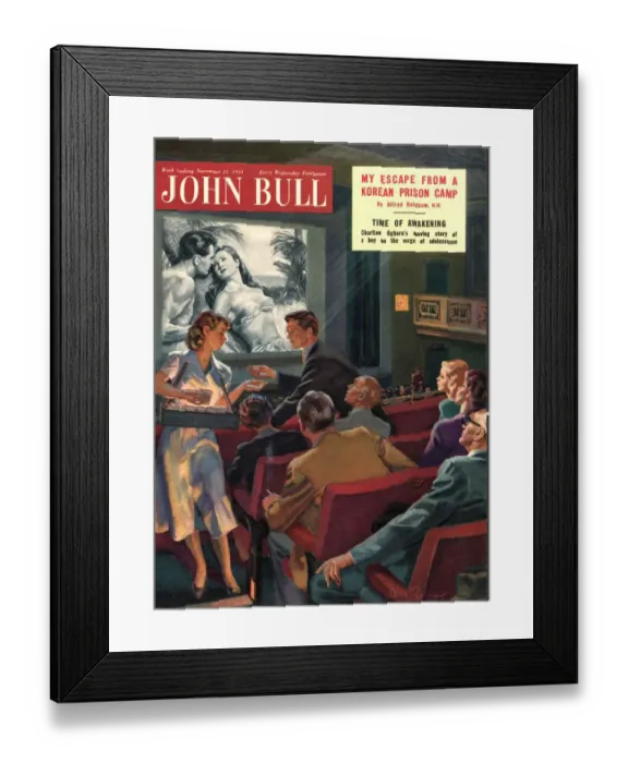 Framed Print : John Bull 1950s UK magazines at the cinema usherettes Framed Print : John Bull 1950s UK magazines at the cinema usherettes