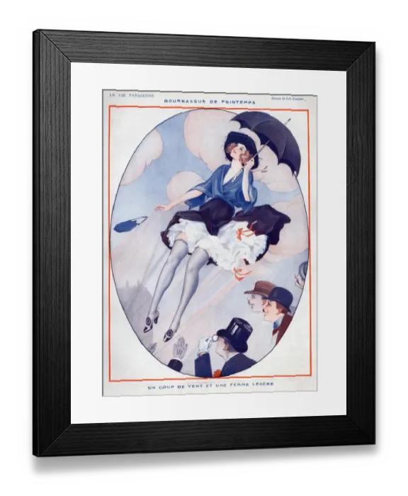 Framed Print : La Vie Parisienne 1922 1920s France Leo Fontan illustrations erotica unbrellas parasols