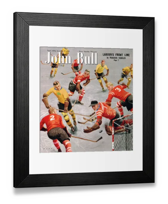 Framed Print : John Bull 1949 1940s UK snow ice hockey winter seasons magazines Framed Print : John Bull 1949 1940s UK snow ice hockey winter seasons magazines