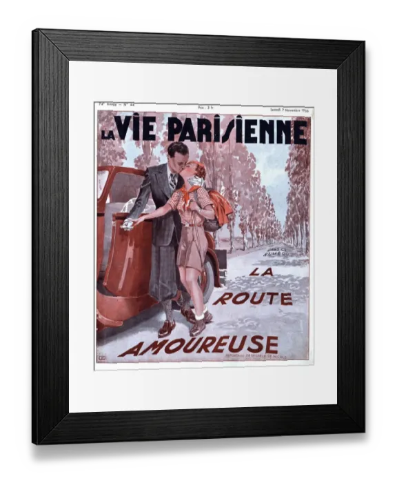Framed Print : La Vie Parisienne 1936 1930s France magazines couples glamour kisses kissing avenues Framed Print : La Vie Parisienne 1936 1930s France magazines couples glamour kisses kissing avenues