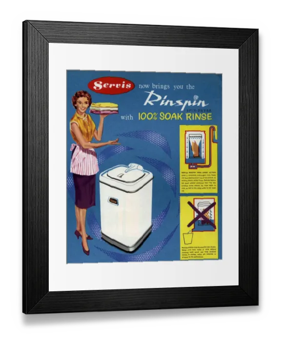 Framed Print : Servis 1950s UK washing machines housewives housewife kitchens woman women Framed Print : Servis 1950s UK washing machines housewives housewife kitchens woman women