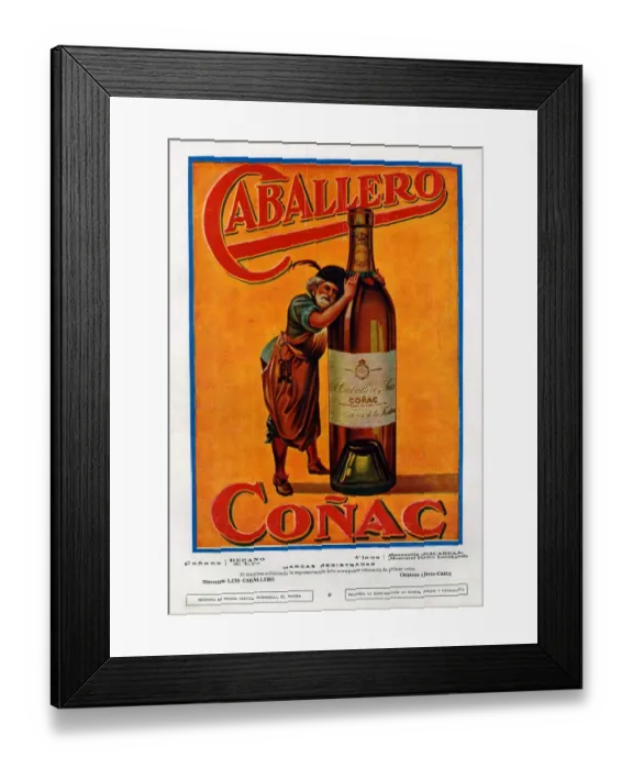 Framed Print : Caballero 1920s Spain cc cognac alcohol brandy bottles Framed Print : Caballero 1920s Spain cc cognac alcohol brandy bottles