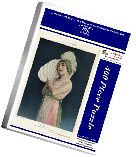 Le Theatre 1912 1910s France Mlle Celiat portraits fans womens fashion