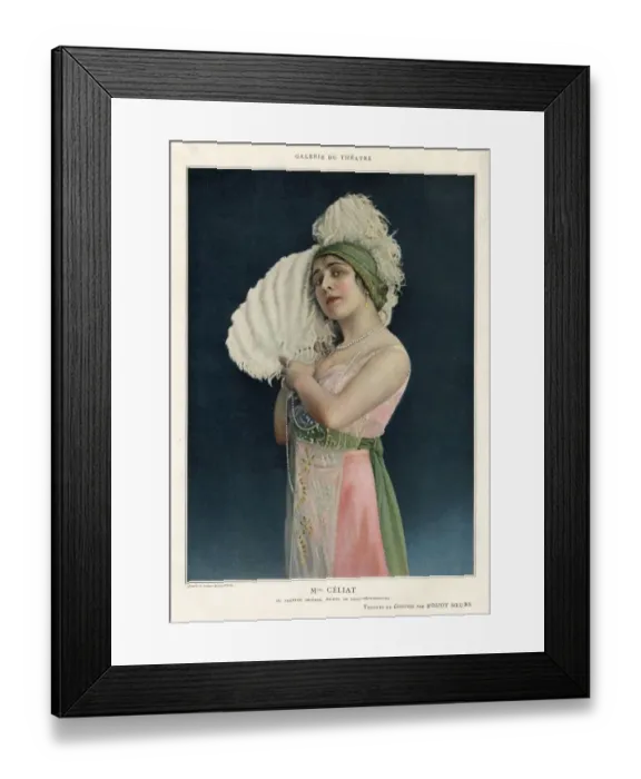 Framed Print : Le Theatre 1912 1910s France Mlle Celiat portraits fans womens fashion Framed Print : Le Theatre 1912 1910s France Mlle Celiat portraits fans womens fashion