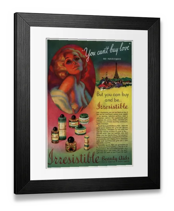 Framed Print : Irresistible 1930s USA Paris Eiffel Tower make-up makeup make up womens portraits iws Framed Print : Irresistible 1930s USA Paris Eiffel Tower make-up makeup make up womens portraits iws