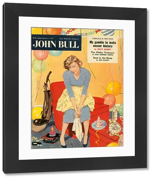 John Bull 1957 1950s UK balloons exhausted housewife housewives hoovering hoovers