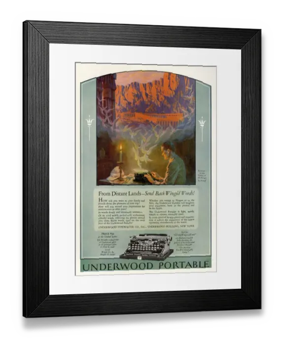 Framed Print : Underwood 1920s USA cc typewriters portable writing
