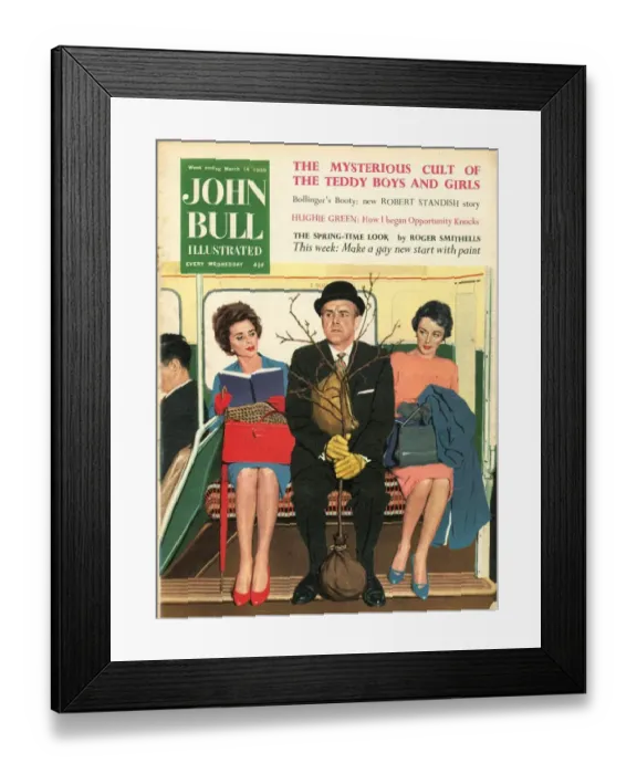 Framed Print : John Bull 1950s UK pinstripe bowler hats commuters buses city gents routemasters Framed Print : John Bull 1950s UK pinstripe bowler hats commuters buses city gents routemasters