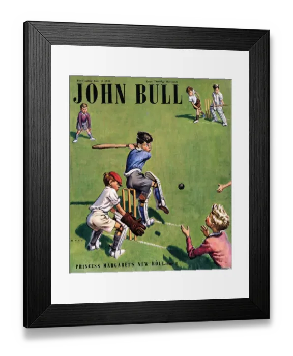 Framed Print : John Bull 1950s UK cricket magazines