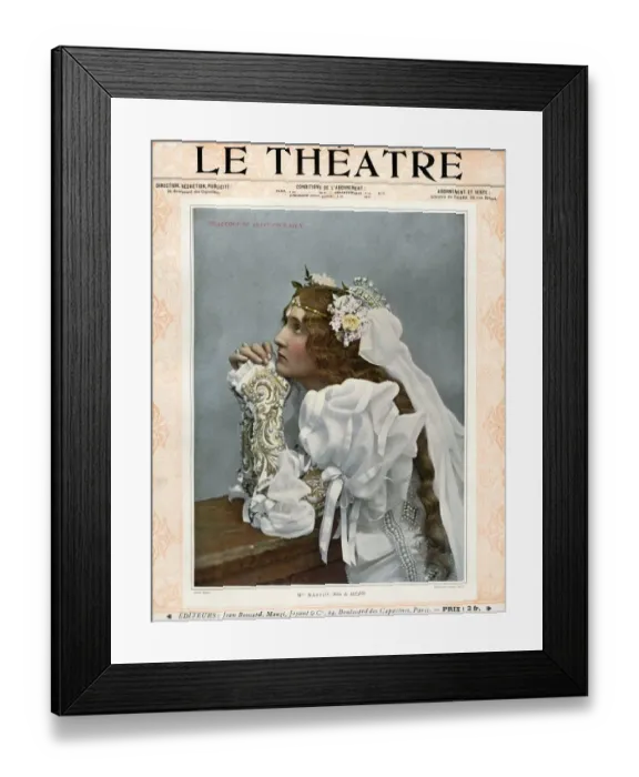 Framed Print : Le Theatre 1899 1890s France magazines womens portraits praying weddings brides dresses Framed Print : Le Theatre 1899 1890s France magazines womens portraits praying weddings brides dresses