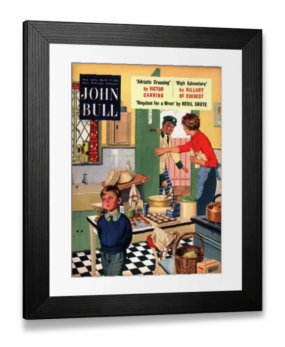 Framed Print : John Bull 1955 1950s UK cooking naughty milkman milkmen kitchens housewives housewife Framed Print : John Bull 1955 1950s UK cooking naughty milkman milkmen kitchens housewives housewife