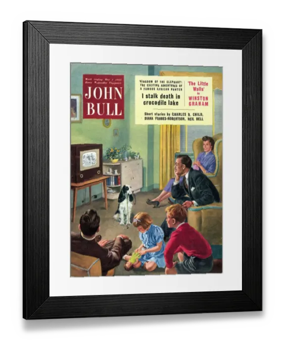 Framed Print : John Bull 1950s UK watching televisions dogs taking the dog for a walk walking Framed Print : John Bull 1950s UK watching televisions dogs taking the dog for a walk walking