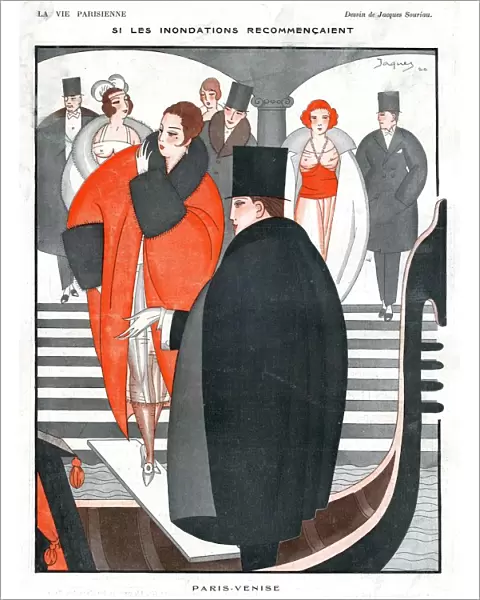 La Vie Parisienne 1920 1920s France Jacques Souriau illustrations Venice goldolas