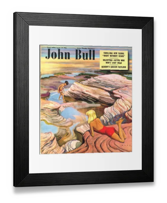 Framed Print : John Bull 1949 1940s UK holidays rocks rock pools fishing nets exploration beaches Framed Print : John Bull 1949 1940s UK holidays rocks rock pools fishing nets exploration beaches