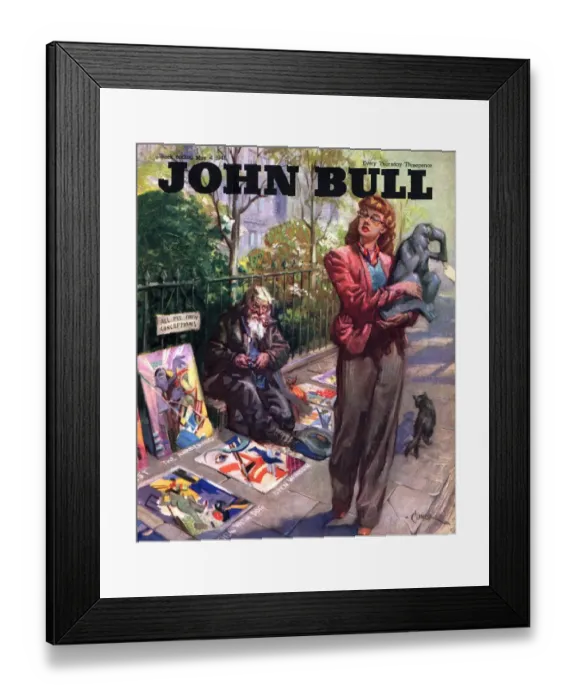 Framed Print : John Bull 1946 1940s UK pavement artists painters magazines Framed Print : John Bull 1946 1940s UK pavement artists painters magazines