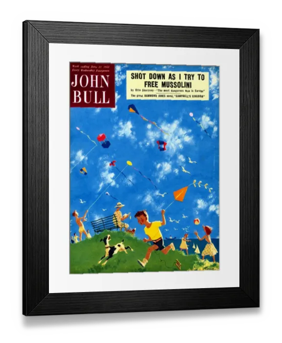 Framed Print : John Bull 1950s UK kites children games magazines