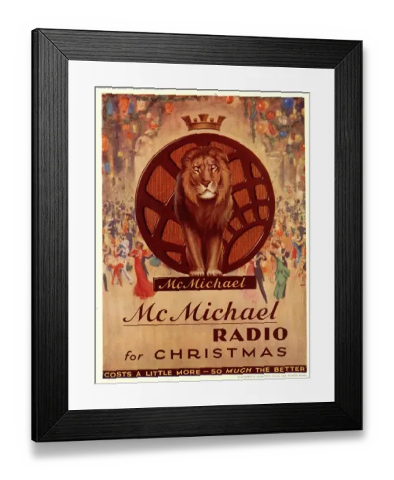 Framed Print : 1930s UK mcmichael radios lions Framed Print : 1930s UK mcmichael radios lions