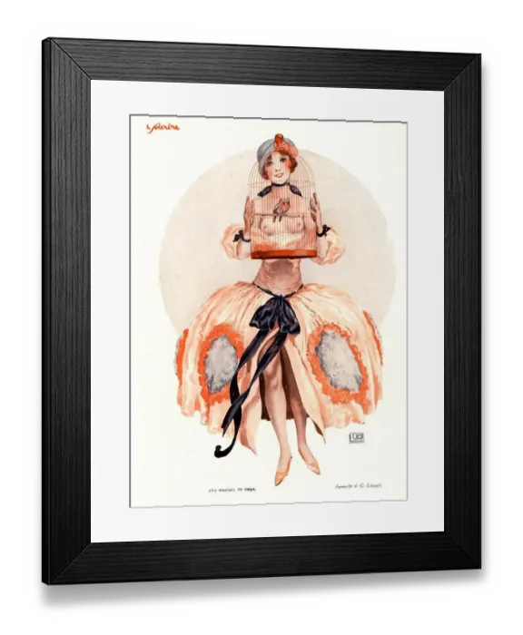 Framed Print : Le Sourire 1920s France erotica cages caged birds magazines Framed Print : Le Sourire 1920s France erotica cages caged birds magazines