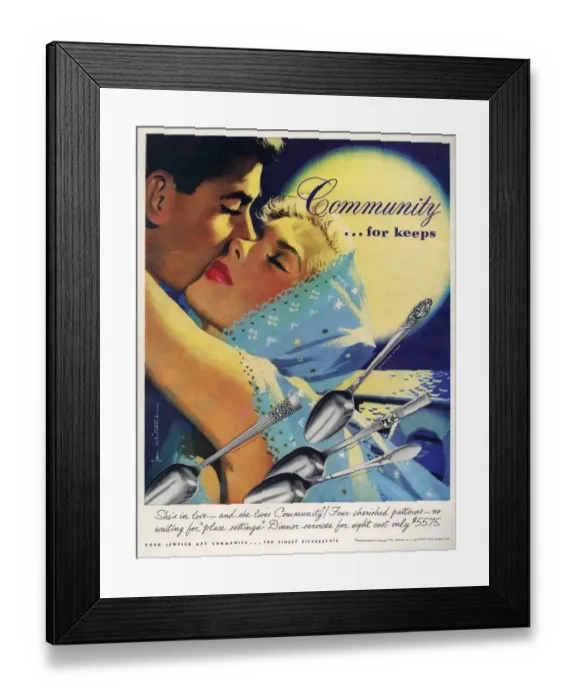 Framed Print : Community Cutlery 1952 1950s USA kissing kisses Framed Print : Community Cutlery 1952 1950s USA kissing kisses