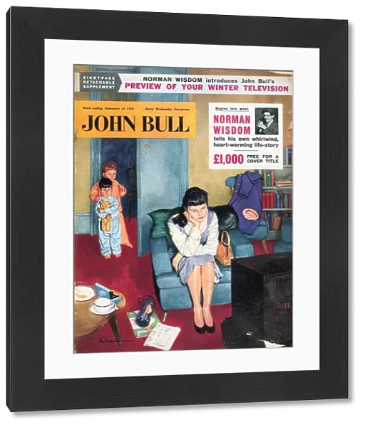 John Bull 1950s UK babysitters sitters watching televisions magazines baby sitting