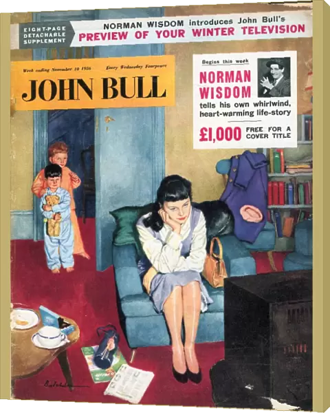 John Bull 1950s UK babysitters sitters watching televisions magazines baby sitting