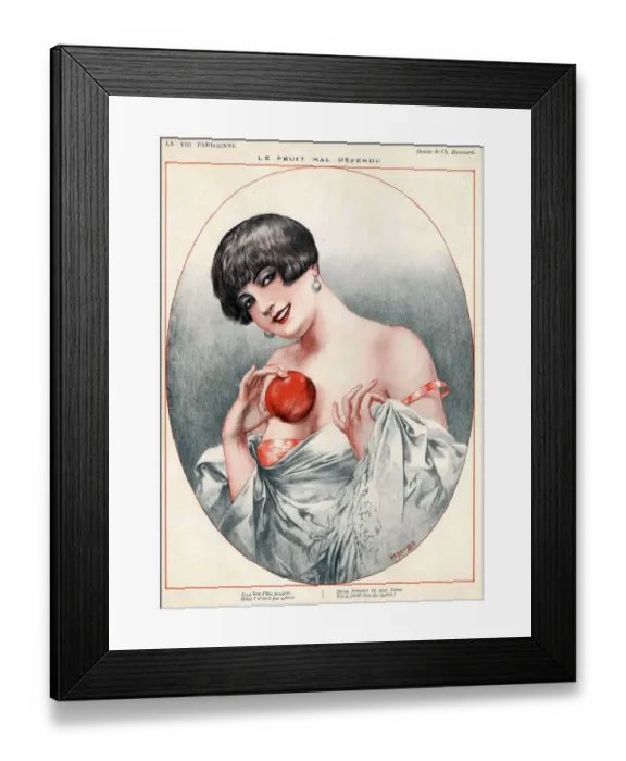 Framed Print : La Vie Parisienne 1927 1920s France Herouard forbidden fruit apples erotica illustrations Framed Print : La Vie Parisienne 1927 1920s France Herouard forbidden fruit apples erotica illustrations