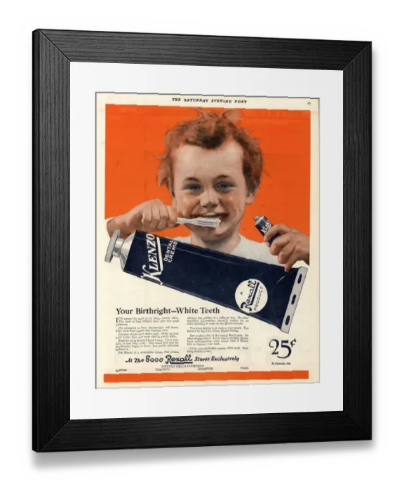 Framed Print : 1920s USA klenzo toothpaste