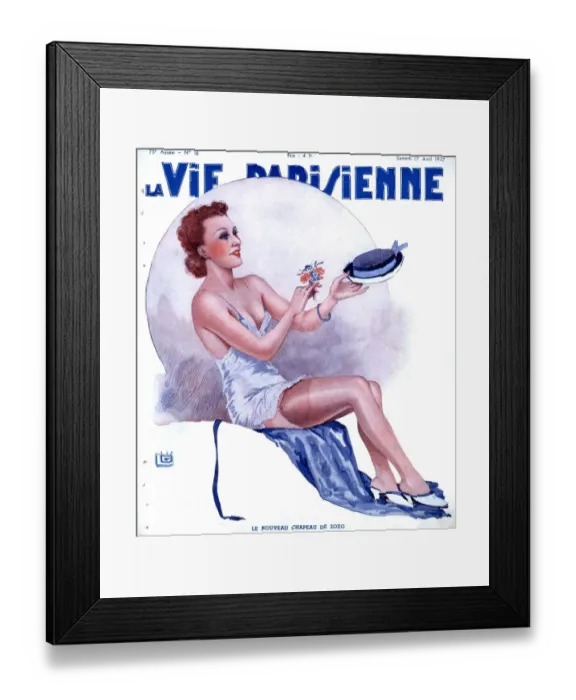 Framed Print : La Vie Parisienne 1937 1930s France magazines womens underwear hats glamour Framed Print : La Vie Parisienne 1937 1930s France magazines womens underwear hats glamour