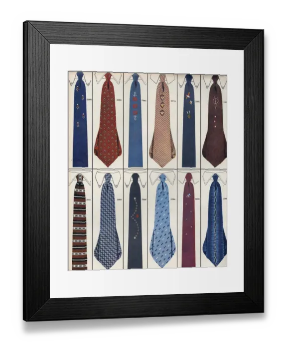 Framed Print : Ties 1950s usa ties mens
